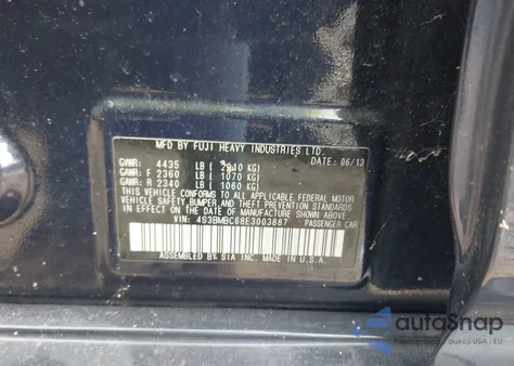 2014 Subaru Legacy 2.5I Premium из США, поврежденный, VIN 4S3BMBC68E3003887